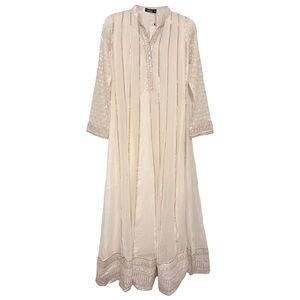 MONA • Embellish Azure Off-White Indian Long Sleeve Dress